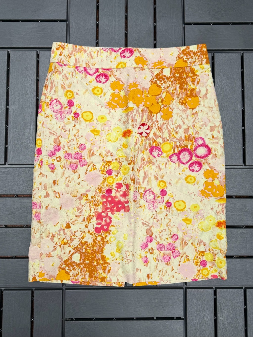 J.Crew Floral Cotton Skirt in Pink, Yellow & Cream